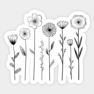 Nordic Wildflowers One Line art Sticker